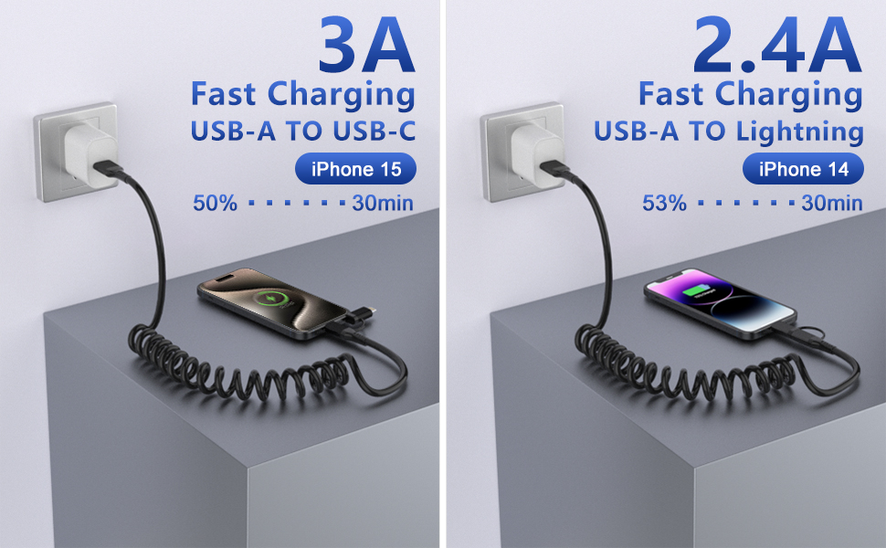 lightning and usb c cable combo 2 in 1 charging cable auto android iphone usb cable for carplay