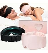 Silk Sleep Mask for Women &amp; Men - 2 Pack Eye Masks for Sleep, 100% Blackout Sleeping Mask, 3D Zer...