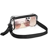 PAMASE Stadium Approved Clear Cylinder Bag for Women - 8" x 3.5" x 3.5" Small Crossbody Clear Pur...