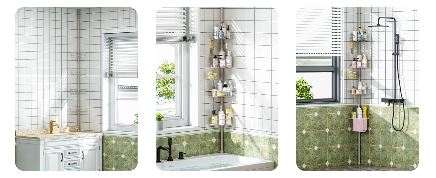 Urackify Corner Shower Caddy Tension Pole