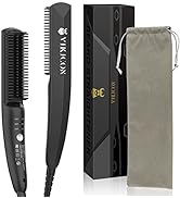 VIKICON Ionic Heated Straightener Brush for Men: Upgrade Beard and Hair Straightening Comb with 3...