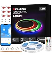 BTF-LIGHTING FCOB WS2811 IC RGB COB LED Strip 16.4FT Chasing Color Tape Light Kit DC12V 720LED/m ...