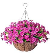 Ivydale Artificial Silk Hanging Plants Flowers Basket for Outdoor Outside Summer Decoration, Fake...