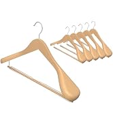 StorageWorks 6 Pack Wooden Hangers, Extra Wide Shoulder Wood Hangers with Locking Bar for Suit, S...