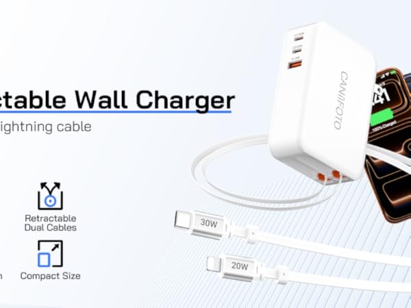 50W Retractable Wall Charger