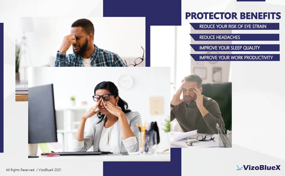 headache headaches eye strain blue light screen protector monitor computer