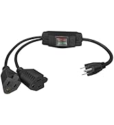 Strhowill 2 Way Extension Cord with On/Off Switch -3 Prong,Y-Splitter, 1.6FT Heavy Duty Power Cor...