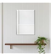 Decorative Rectangle Bathroom Mirror, Frameless Wall Mirror 16" x 12" with Beveled Edge for Vanit...