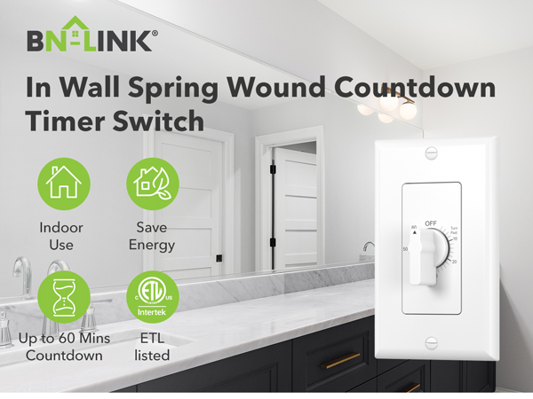 Timer switch for bathroom fan