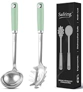 Safring Stainless Steel Soup Ladle and Spaghetti Spoon Set, Heat Resistant Rubber Handle, Dishwas...