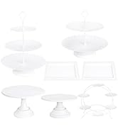 7Pc Cake Stand White Dessert Table Display Set Metal Round Tiered White Cupcake Stand Macaron Fer...