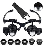 LXIANGN LED Head Mount Magnifier 10X 15X 20X 25X Hands-Free Magnifying Glass Headband Magnifier V...