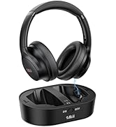1Mii ClearLinkTV H3 Wireless Headphones for TV Watching for Seniors with Transmitter Charging Bas...