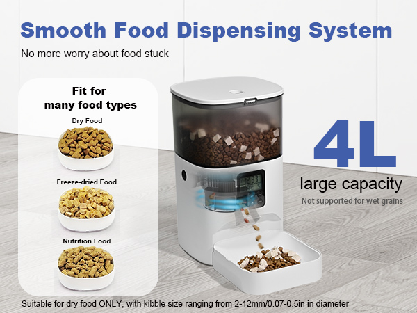 automatic cat feeder with smooth food dispensing system