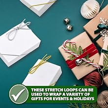 Stretch Loops with Pre-Tied Bows from Elastic Ribbon String for Gifts, Boxes, Tags