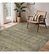 GENIMO 8x10 Area Rugs for Living Room, Machine Washable Non Slip Vintage Rugs, Low Pile Lightweig...