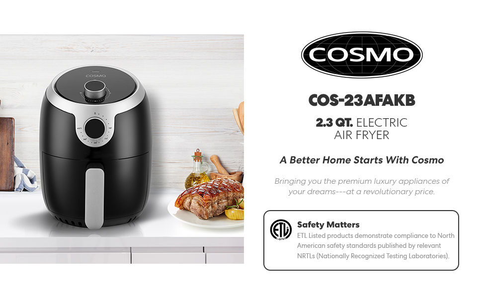 cosmo, cosmo air fryer, air fryer, COS-23AFAKB, 2.3 qt air fryer, fryer