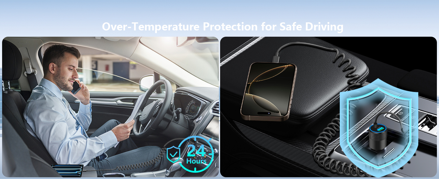 Apple MFi Certified 75W USB C PD&amp;QC Car Power Cigarette Lighter iPhone 16 Car Charger Fast Charging