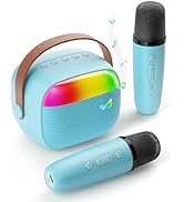 Mini Karaoke Machine for Kids, Toy for Girls Portable Bluetooth Speaker with 2 Wireless Microphon...