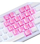 XVX Pink Sakura Cute Keycaps, Love Theme Shine Through Custom Keycaps, Blank OEM Profile IMD Tran...