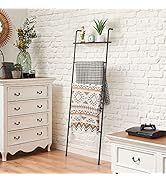 Blanket Ladder Holder for Living Room Farmhouse Decorative Ladder Holder with Storage Shelf, Wall...