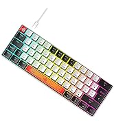 60% Wired RGB Gaming Keyboard,62 Keys Compact Mechanical Keyboard New Degsin Keycaps,Detachable U...