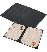 FLKQC Restaurant Menu Covers Holders 8.5" X 11" | Pack of 5 Synthetic Leather Double View Menu Ho...