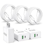 iPhone 17 16 15 Charger Fast Charging, 3-Pack 45W Dual Port GaN USB C Wall Charger Block Cube wit...