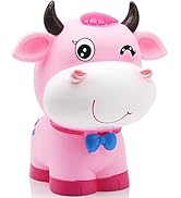 H&amp;W Lovely Bowknot Pink OX Coin Money Bank, Shatterproof Calf Piggy Bank, Creative Money Bank, Ca...