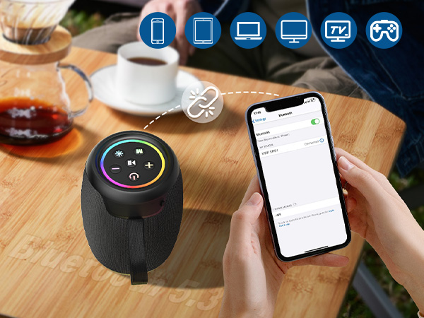 This wireless speaker system can compatibility with iPhone/Samsung,laptop,computer, tv,pc,projector