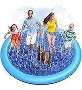 Peteast Large Dog Splash Pad - Anti-Slip Pool with Thickened Sprinkler - Blue, 86in