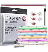 BTF-LIGHTING FCOB IP66 RGBW 6000K COB LED Strip 16.4FT DC24V Color Changing Flexible High Density...