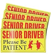 Ferianl 4PCS Elderly Driver Car Magnet, Reflective Elderly Driver Sticker, Please Be Patient, Yel...