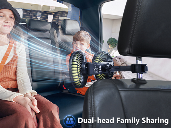 Nauttxon Battery Fan for Car Backseat, 360°Rotatable Car Fan for Back Seat