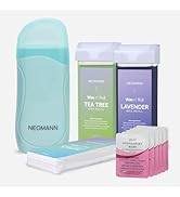 NEOMANN Roll on Wax Roller Kit for Hair Removal with Tea Tree, Lavender, 50 Wax Strips for Hair R...