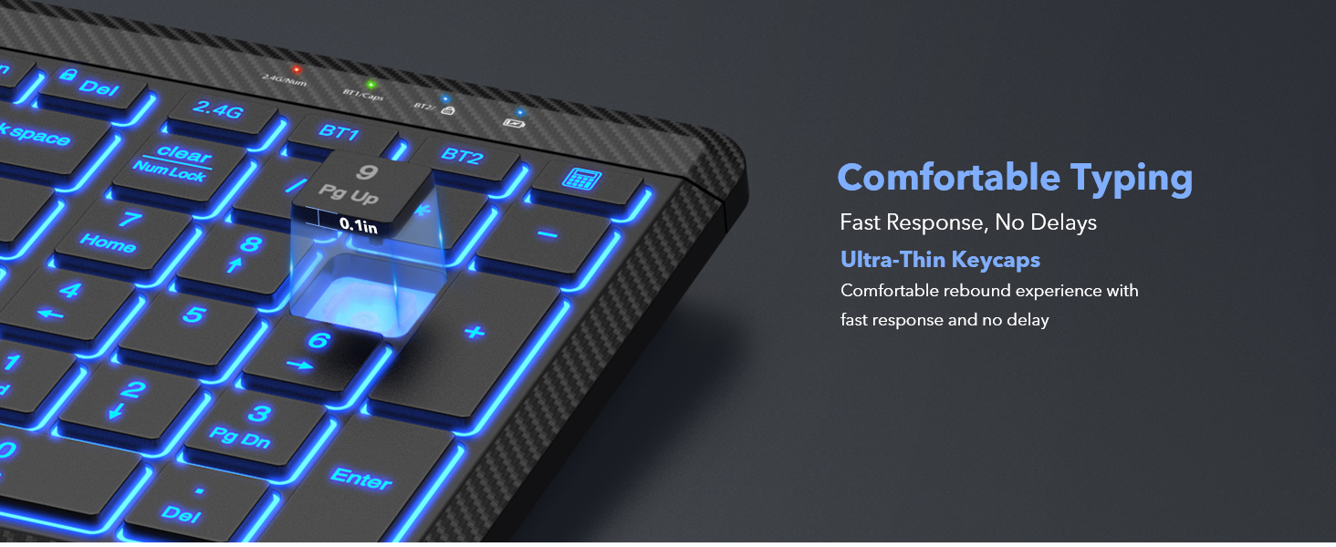 Slim Portable Rechargeable Multi-Device Bluetooth Cordless Keyboard