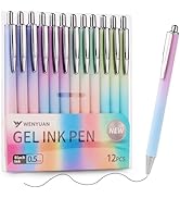 WY WENYUAN Gel Pens, 12 pcs Black Ink Pens Fine Point Smooth Writing Pens, Pastel Pens for Journa...