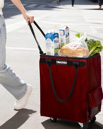 rolling tote reusable grocery bag on wheels bag on wheels rolling tote with wheels and handle