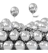PartyWoo Metallic Silver Balloons, 50 pcs 5 Inch Silver Metallic Balloons, Metallic Balloons for ...