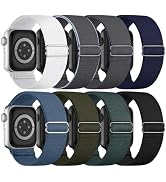 8 Pack Stretchy Solo Loop Band Compatible with Apple Watch Bands for Women Men 40mm 38mm 41mm 42m...