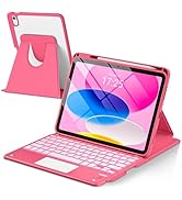 Touchpad for iPad A16 11th/10th Generation Case with Keyboard, 7 Color Backlit 360 Rotation Cover...