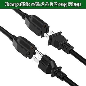 Compatible with 2 &amp;amp; 3 Prong Plugs