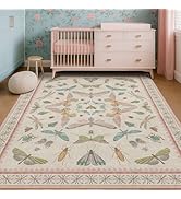 Hazo Haus Butterfly Area Rugs 5x7 for Baby Nursery, Cute Light Pink Rugs for Bedroom Girls, Livin...