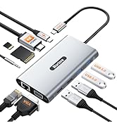 USB C Hub, 11 in 1 USB C Docking Station with 4K@60Hz HDMI, VGA, RJ45, 2 USB 3.0, 2 USB 2.0, SD/T...