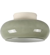 TeHenoo Modern LED Ceiling Light,11 inch,Olive Green Milk Glass Shade,3000K/Warm White/15W,Mid Ce...