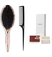 RHOS Boar and Nylon Bristle Hair Brush for Long, Curly, Thick Hair, Soft Natural Bristle Detangli...