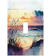 Wpshijia Light Switch Cover Sunset Beach Abstract Watercolor 1 Gang Wall Plate Cover Nature Coast...