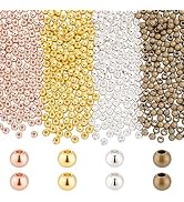 PH PandaHall 400pcs 4mm Small Spacer Beads 4 Colors Seamless Smooth Ball Beads Metal Alloy Loose ...
