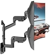 ARES WING Dual Monitor Wall Mount for 24-57 Inch Ultrawide Screens, Premium Heavy Duty Monitor Ar...