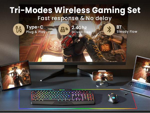 Wireless Gaming Keyboard and Mouse